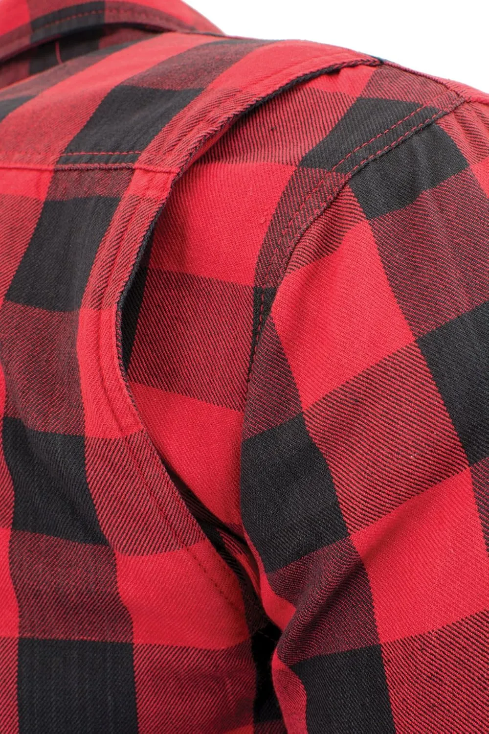 Milwaukee Leather Men's Plaid Flannel Biker Shirt with CE Approved Armor - Reinforced w/Aramid Fiber MPM1631