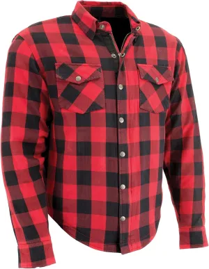 Milwaukee Leather Men's Plaid Flannel Biker Shirt with CE Approved Armor - Reinforced w/Aramid Fiber MPM1631