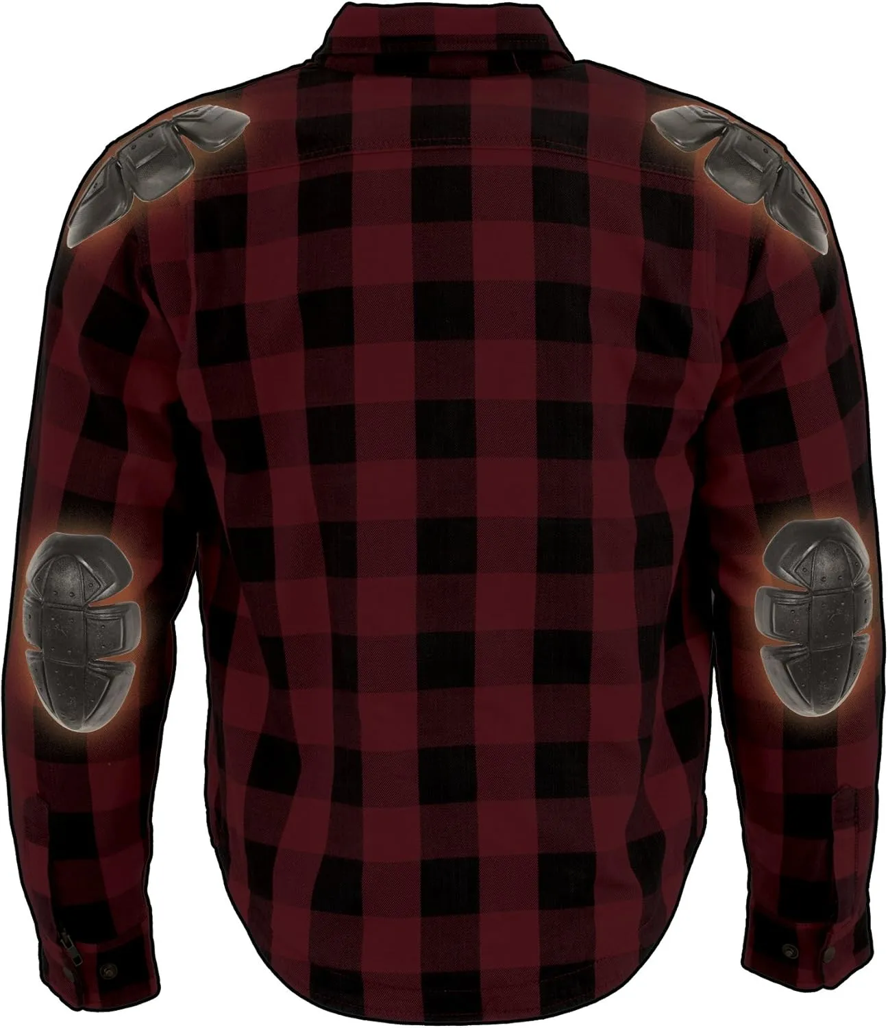 Milwaukee Leather Men's Plaid Flannel Biker Shirt with CE Approved Armor - Reinforced w/Aramid Fiber MPM1631