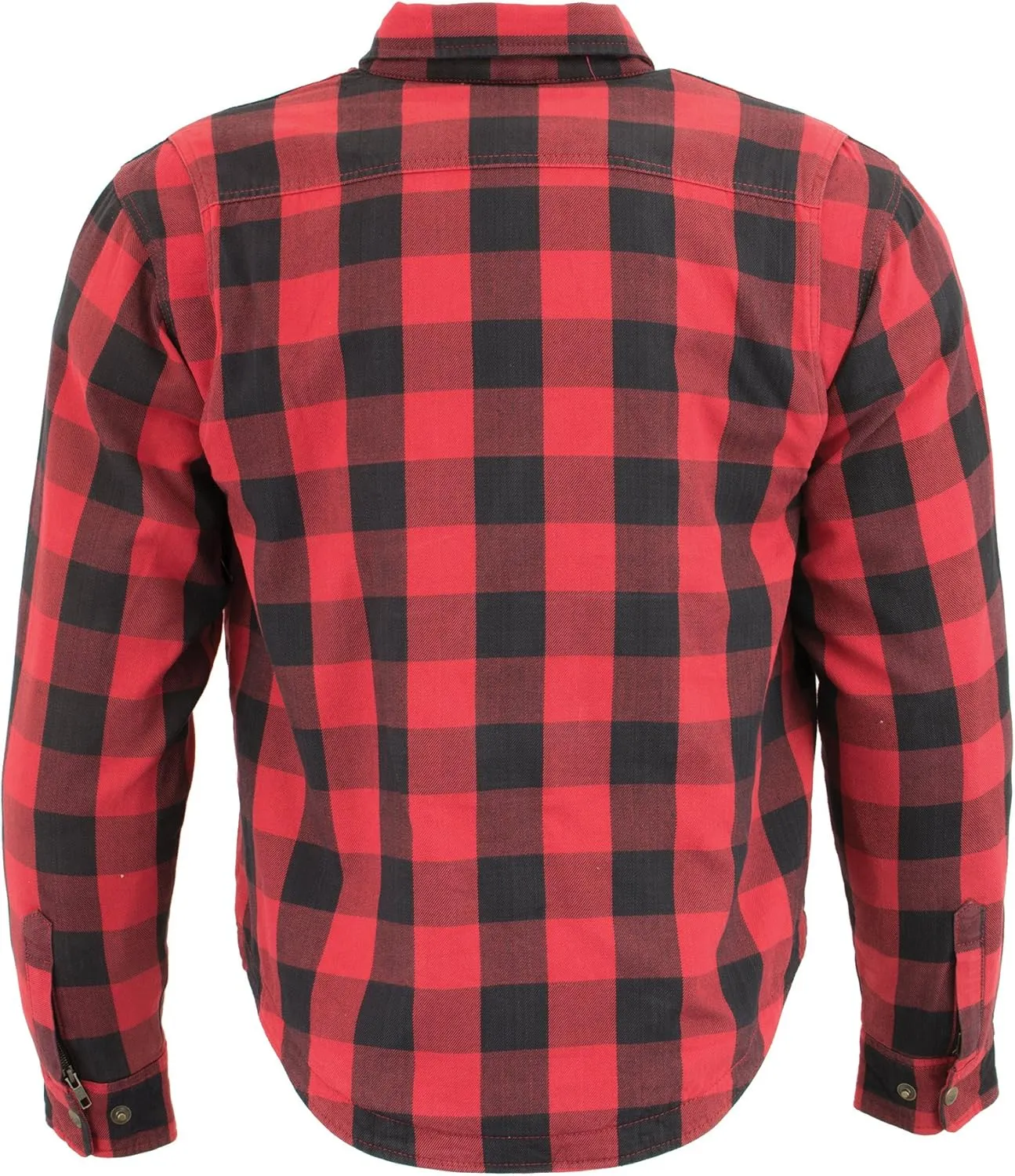 Milwaukee Leather Men's Plaid Flannel Biker Shirt with CE Approved Armor - Reinforced w/Aramid Fiber MPM1631