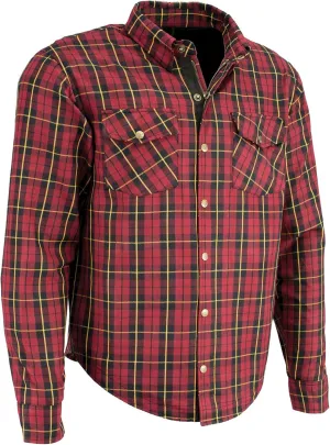 Milwaukee Leather Men's Plaid Flannel Biker Shirt with CE Approved Armor - Reinforced w/Aramid Fiber MPM1632