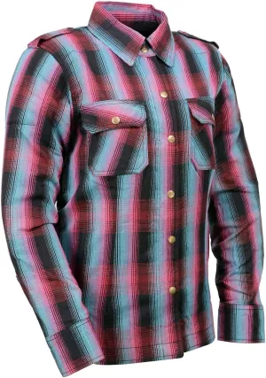 Milwaukee Leather MPL2603 Women’s Plaid Flannel Biker Shirt with CE Approved Armor - Reinforced w/Aramid Fiber