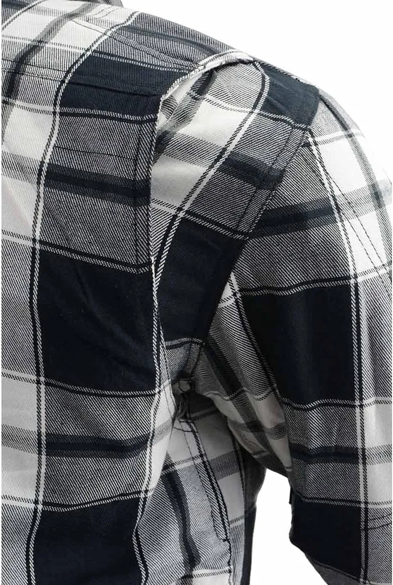 Milwaukee Leather MPM1644 Men's Plaid Flannel Biker Shirt with CE Approved Armor - Reinforced w/Aramid Fiber - 3X-Large Black