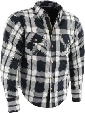 Milwaukee Leather MPM1644 Men's Plaid Flannel Biker Shirt with CE Approved Armor - Reinforced w/Aramid Fiber - 3X-Large Black