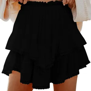 NaRHbrg Y2K Ruffle Short Skirt for Women's Low-Waisted Sexy A-Line Mini Skirt Beachwear Club Party Skorts Mini Skirts