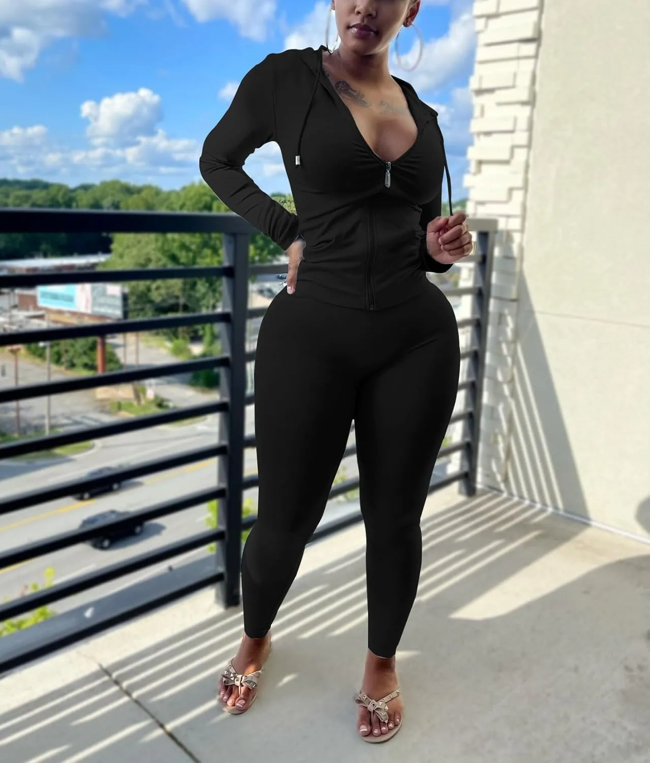 Nimsruc Two Piece Outfits For Women Long Sleeve Bodycon Tracksuit Casual Sweatsuits Jogger Sets
