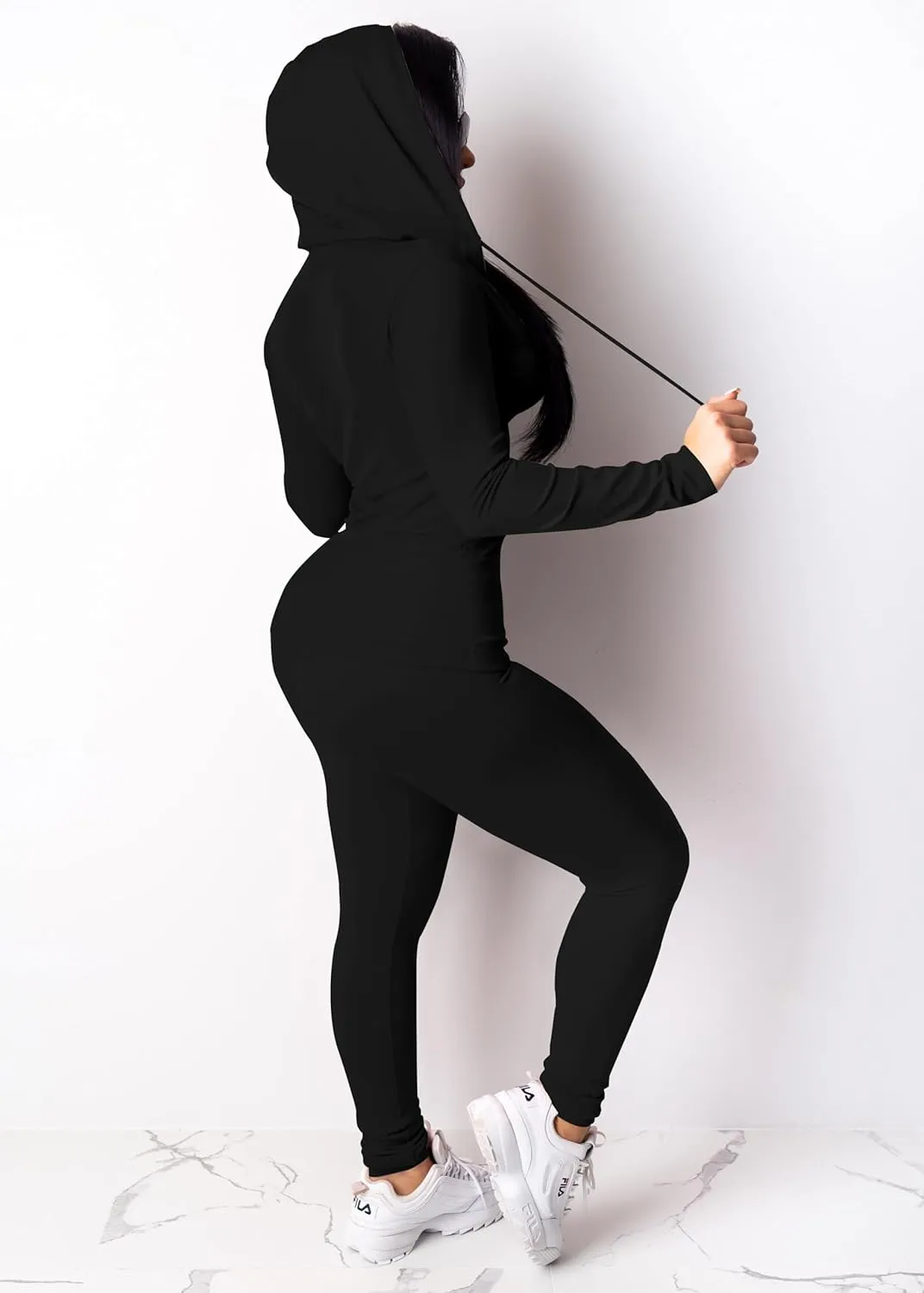 Nimsruc Two Piece Outfits For Women Long Sleeve Bodycon Tracksuit Casual Sweatsuits Jogger Sets