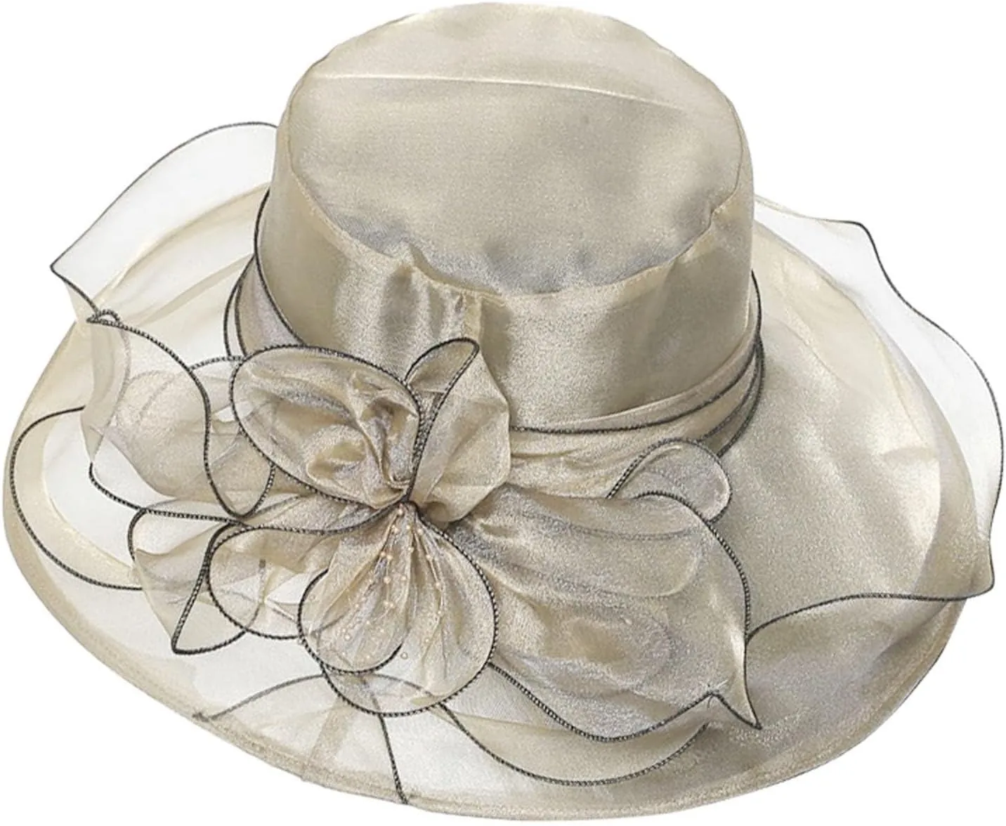 Organza Kentucky Church Fascinator Wedding Tea Cocktail Party Derby Hats for Women Flower Elegant Wide Brim Sun Hat