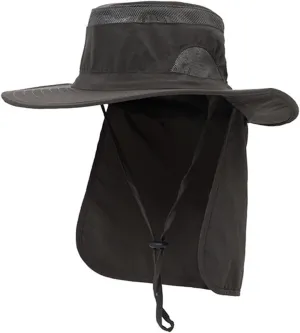 Outdoor Sun Hat for Men Women Wide Brim Sunscreen Fishing Hat with Neck Mesh Breathable Visors Cap