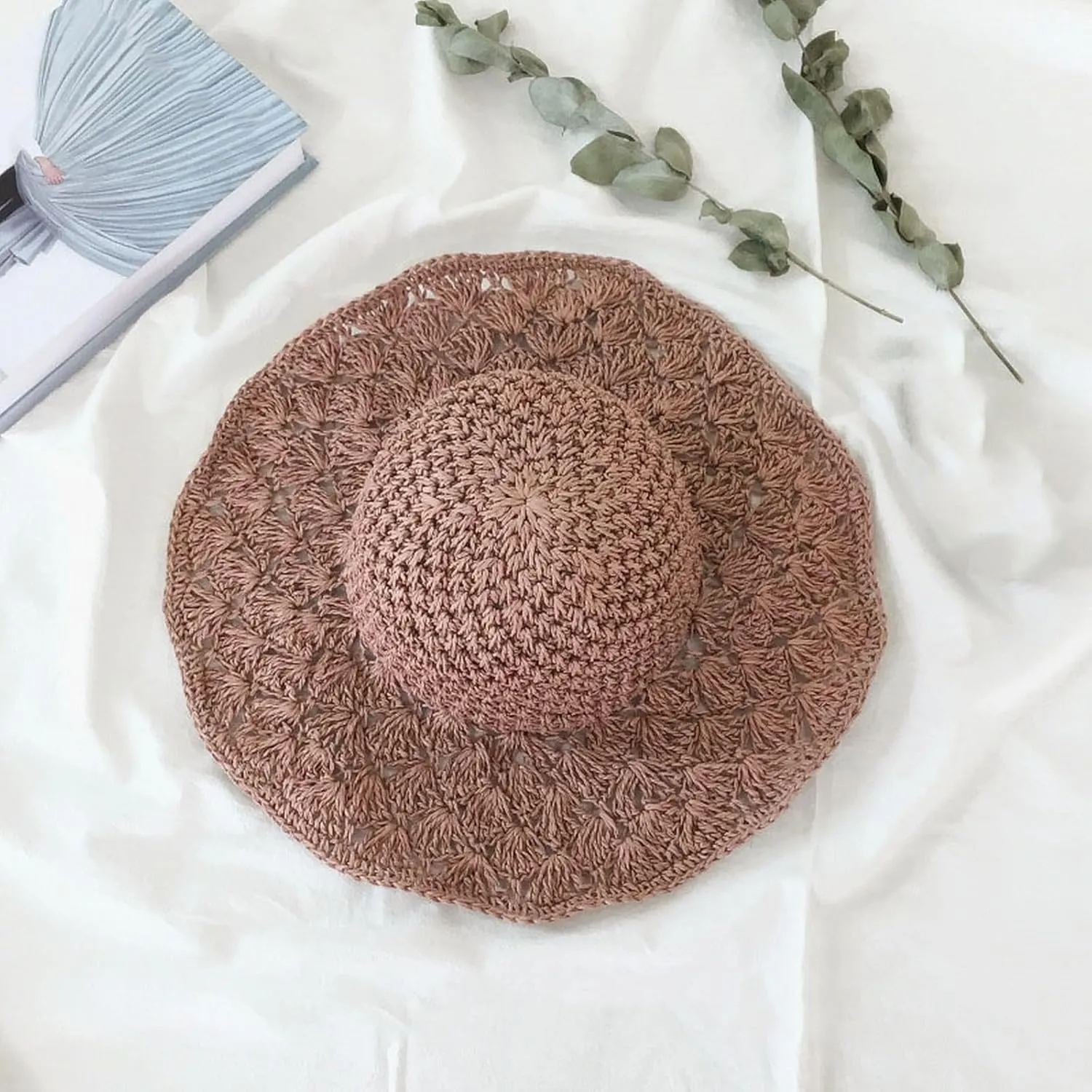 Outdoor Sun Hats for Women Beach Hat Wide Brim Handmade Hat Breathable Foldable Packable Cap for Travel UPF