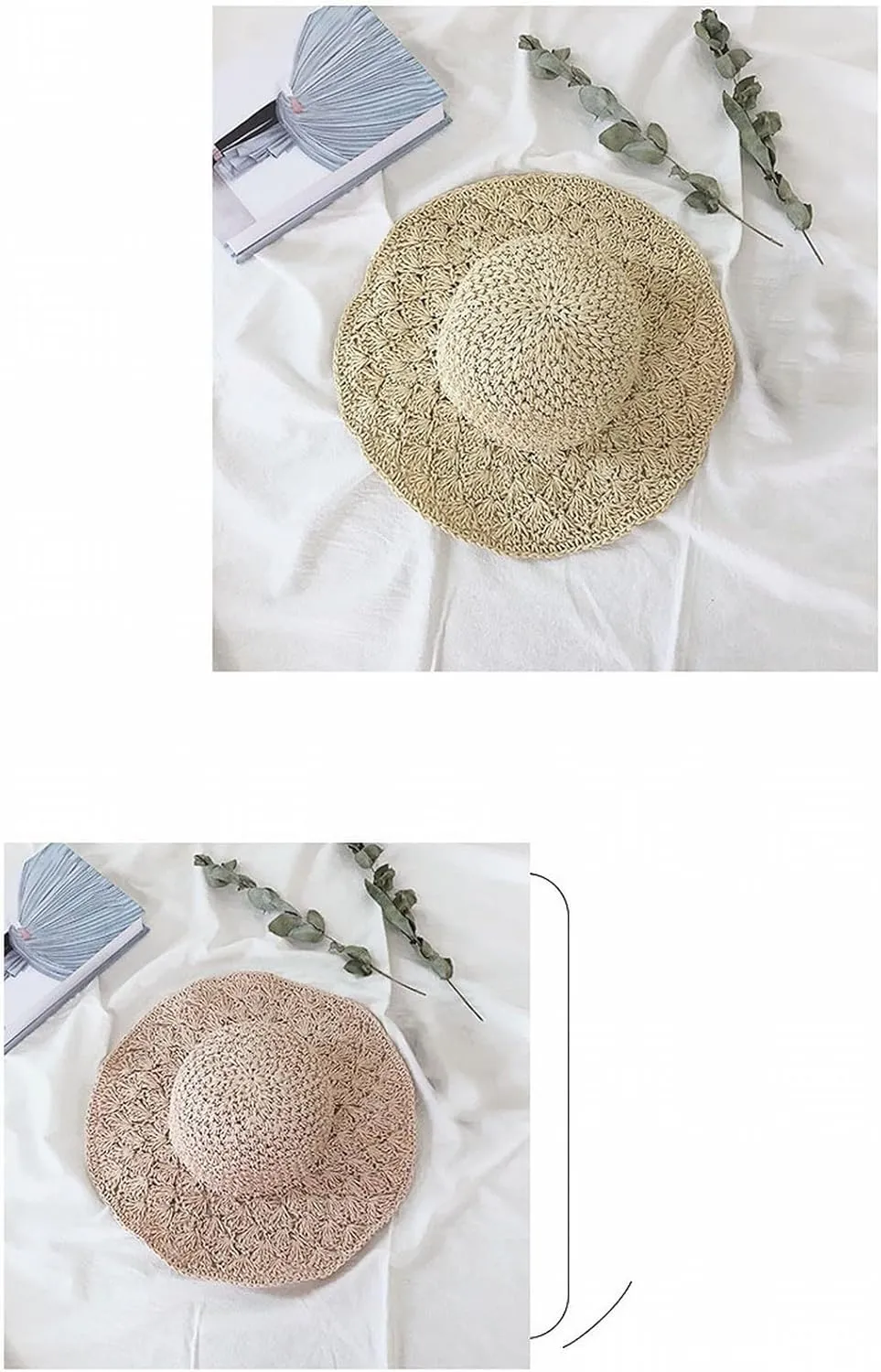 Outdoor Sun Hats for Women Beach Hat Wide Brim Handmade Hat Breathable Foldable Packable Cap for Travel UPF