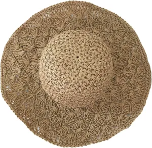 Outdoor Sun Hats for Women Beach Hat Wide Brim Handmade Hat Breathable Foldable Packable Cap for Travel UPF