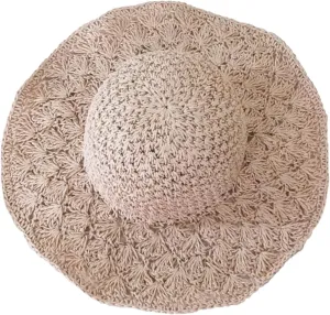 Outdoor Sun Hats for Women Beach Hat Wide Brim Handmade Hat Breathable Foldable Packable Cap for Travel UPF
