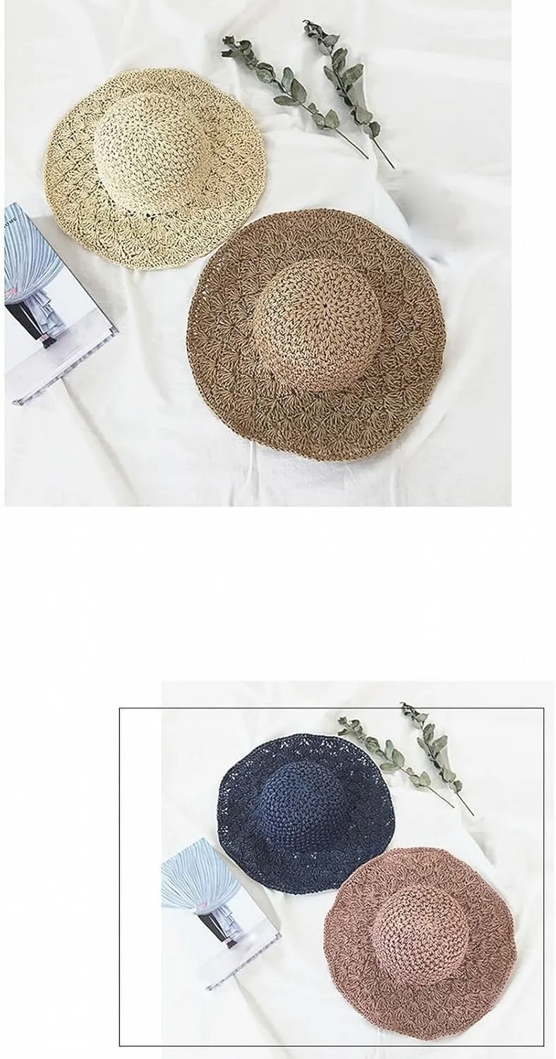 Outdoor Sun Hats for Women Beach Hat Wide Brim Handmade Hat Breathable Foldable Packable Cap for Travel UPF