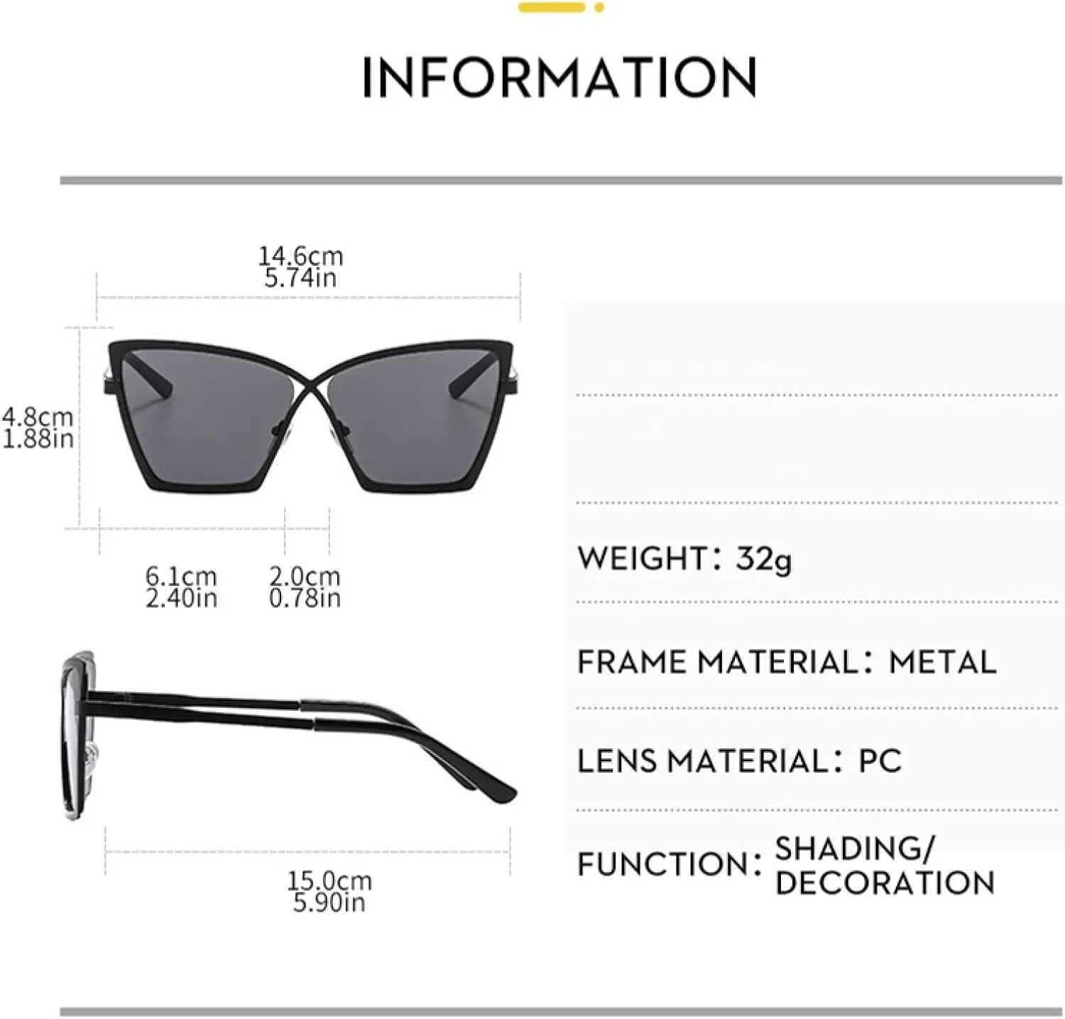 Oversized Cat Eye Sunglasses Women Luxury Trendy Clear Anti Blue Light Eyeglasses for Ladies Uv400