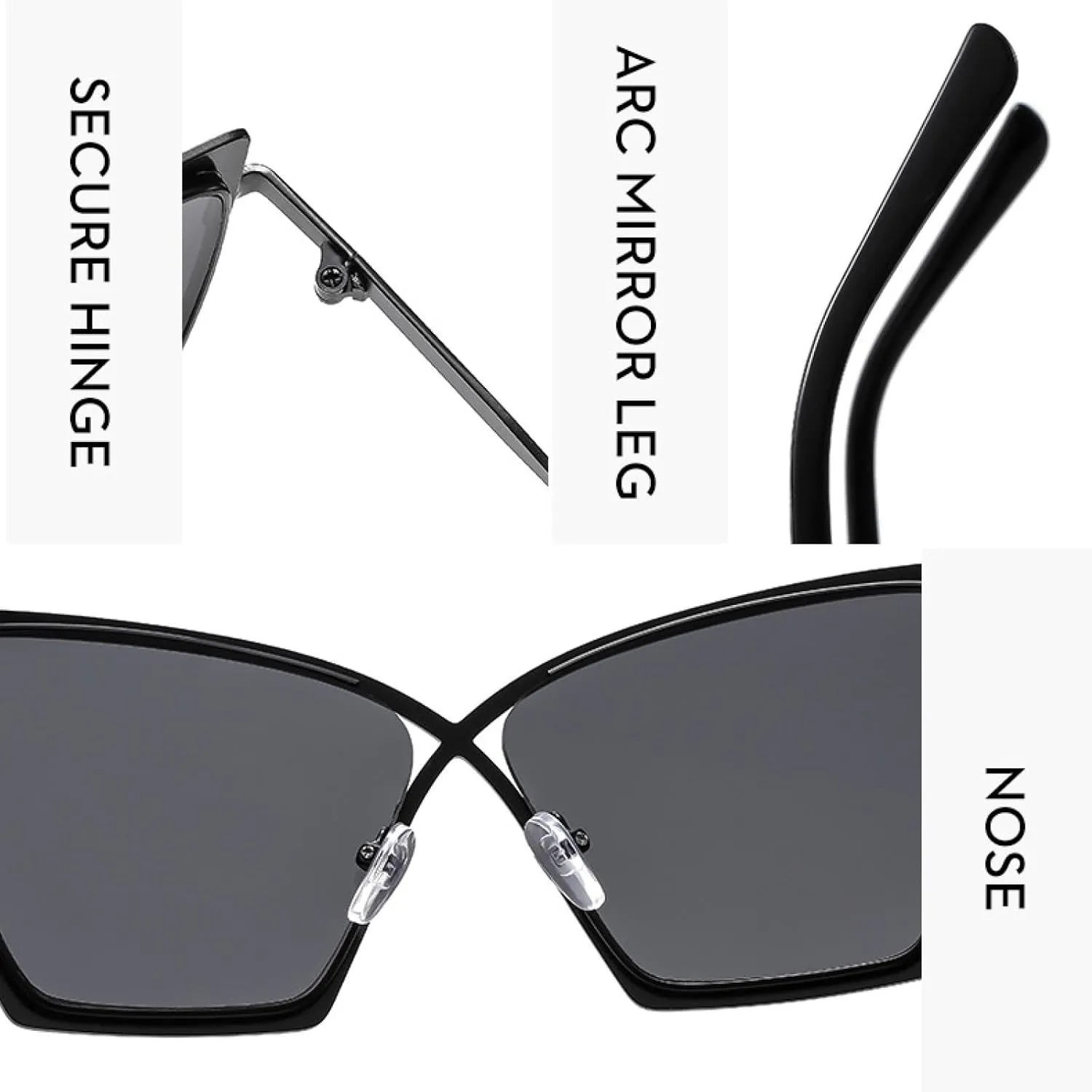 Oversized Cat Eye Sunglasses Women Luxury Trendy Clear Anti Blue Light Eyeglasses for Ladies Uv400