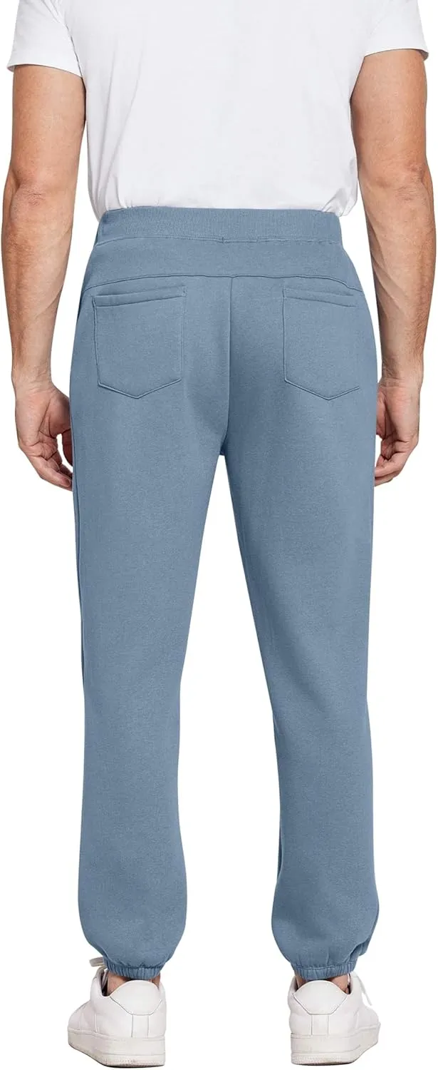 PINSPARK Men's Fleece Sweat Pants Joggers Cuffed Sweatpants Warm Cotton Baggy Sweatpants with Waist Elastic