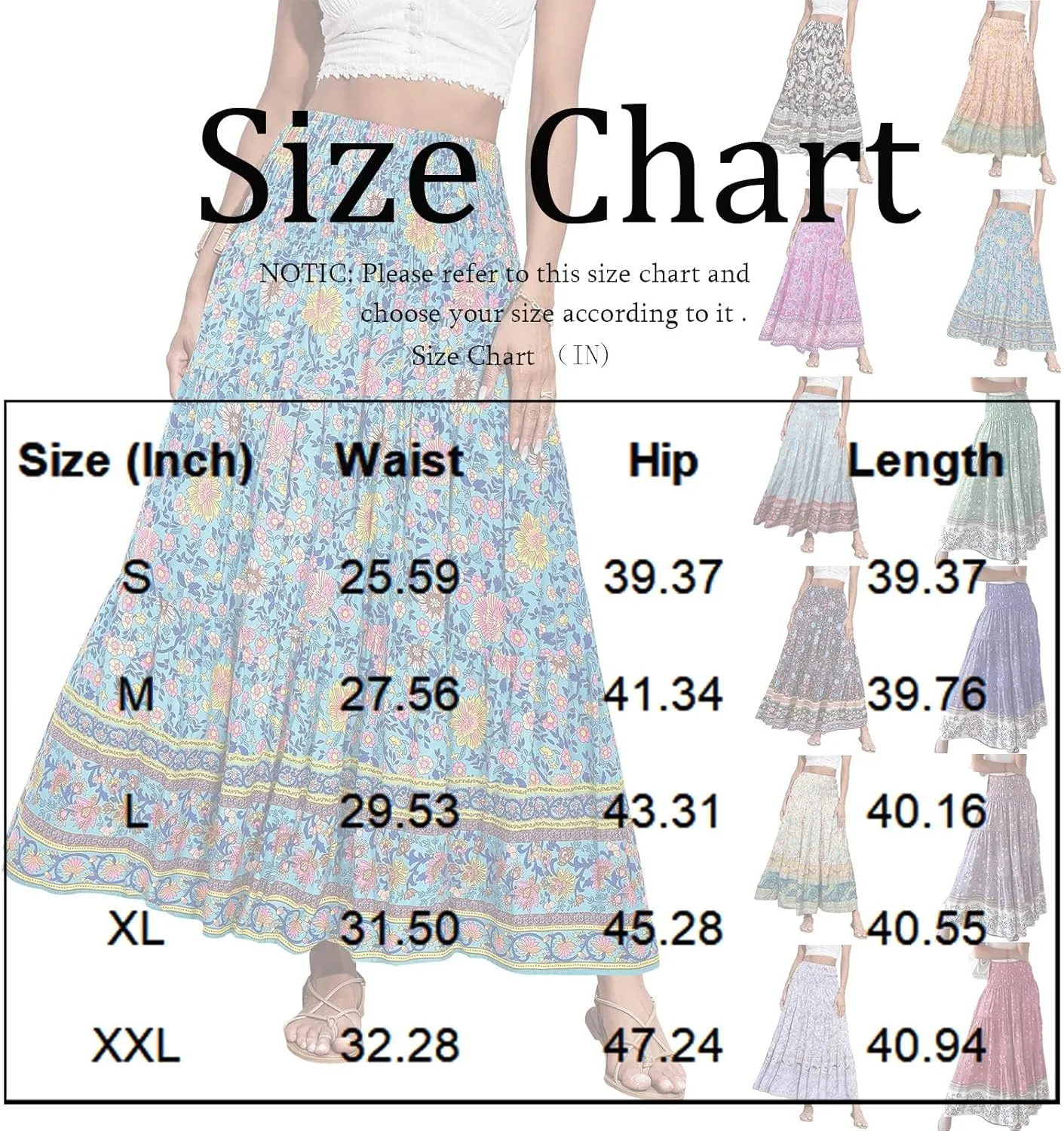 Plus Size Maxi Skirts for Women Summer Drawstring Elastic High Waisted Aline Skirt Boho Tiered Smocked Long Skirt