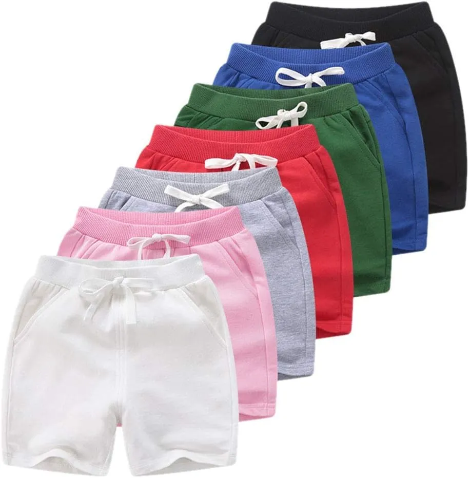 PTPUKE Toddler Kids Solid Cotton Comfort Soft Baby Sport Jogger Shorts Boys Girls Casual Pants