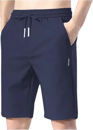 Puliam Shorts,Men's Ice Silk Stretch Quick-Dry Shorts Summer Elastic Waist ICY Shorts Soild Color Slim Athletic Shorts