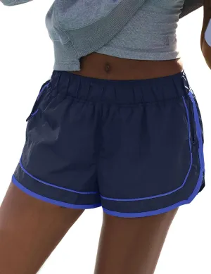 Quick Dry Athletic Running Shorts for Womens Activewear Workout Sporty Gym Short with Zipper Pockets