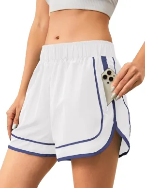 Quick Dry Athletic Running Shorts for Womens Activewear Workout Sporty Gym Short with Zipper Pockets