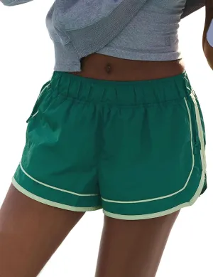 Quick Dry Athletic Running Shorts for Womens Activewear Workout Sporty Gym Short with Zipper Pockets