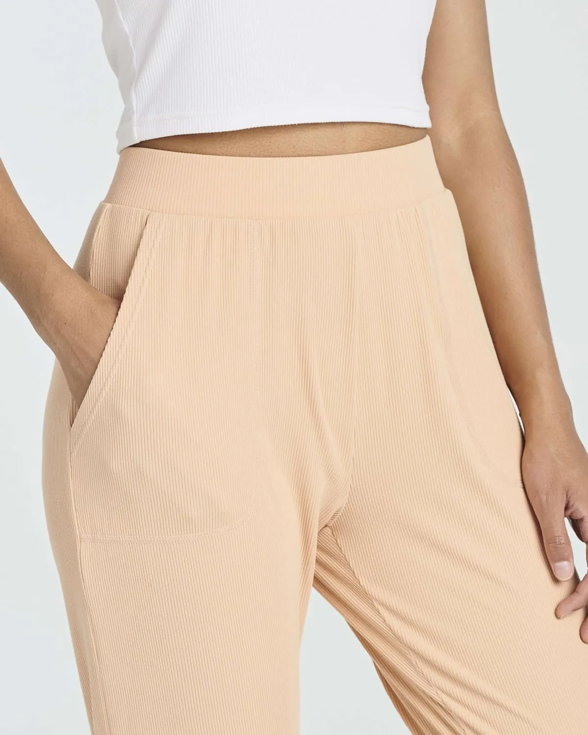 Real Essentials 3 Pack: Women's Ribbed Capri Jogger Lounge Sweatpants with Pockets Yoga Workout (Available in Plus Size)