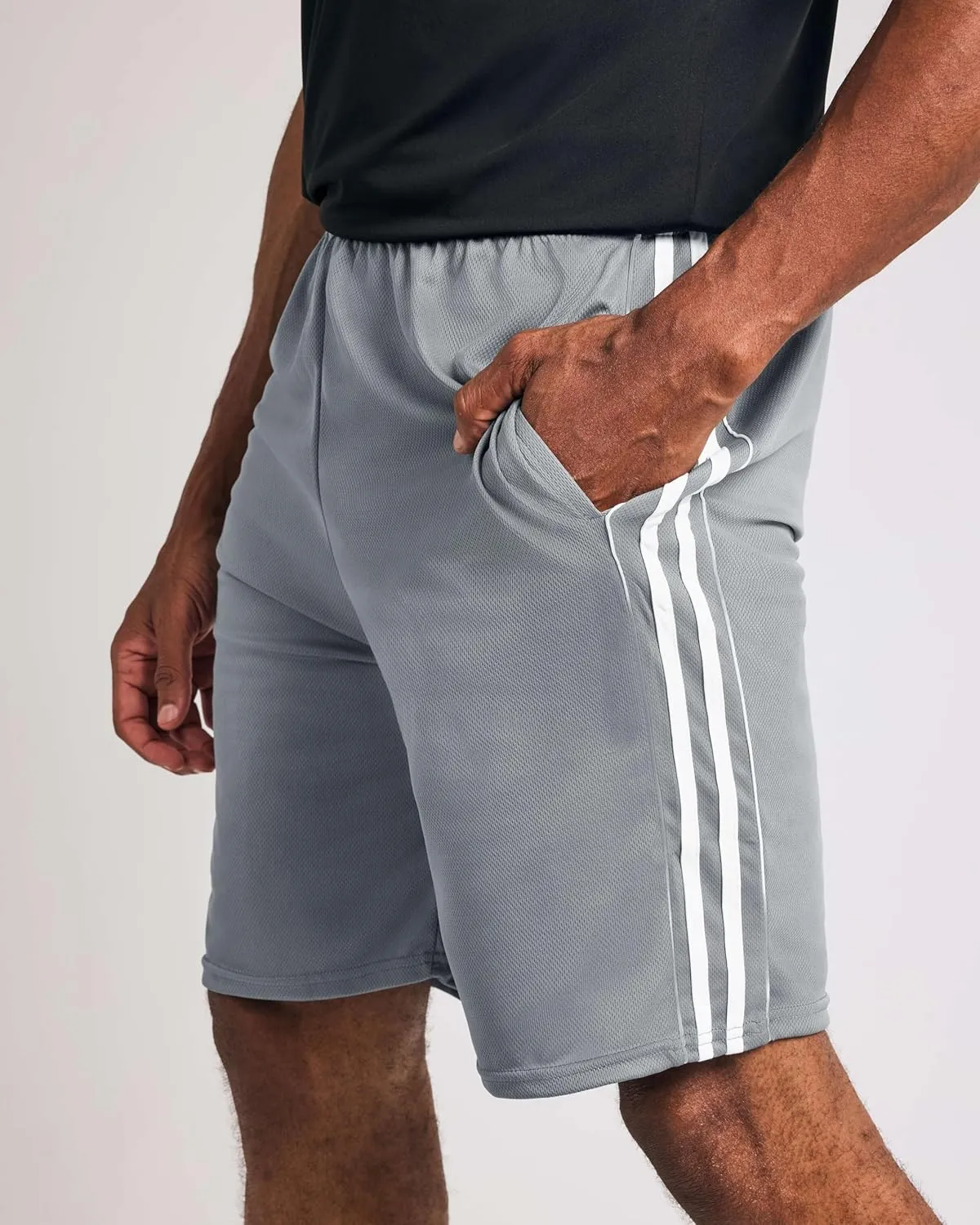 Real Essentials 5 Pack: Men's Mesh Athletic Basketball Shorts Quick Dry Activewear with Pockets
