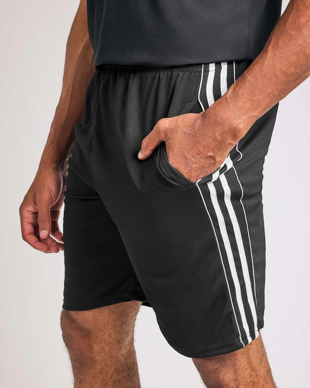 Real Essentials 5 Pack: Men's Mesh Athletic Basketball Shorts Quick Dry Activewear with Pockets