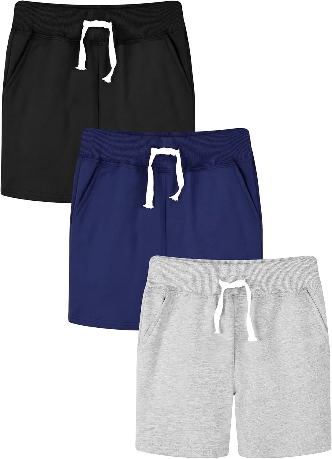 Resinta 3 Packs Toddler Baby Boys Shorts Soft Cotton with Drawstring Solid Toddler Boys Short for Summer