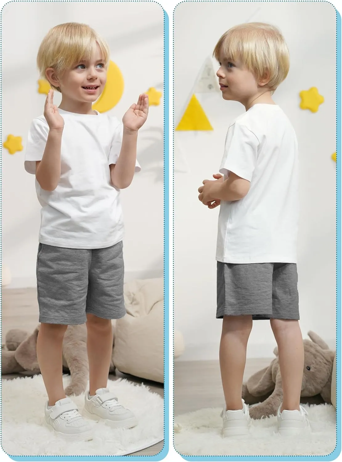 Resinta 3 Packs Toddler Baby Boys Shorts Soft Cotton with Drawstring Solid Toddler Boys Short for Summer