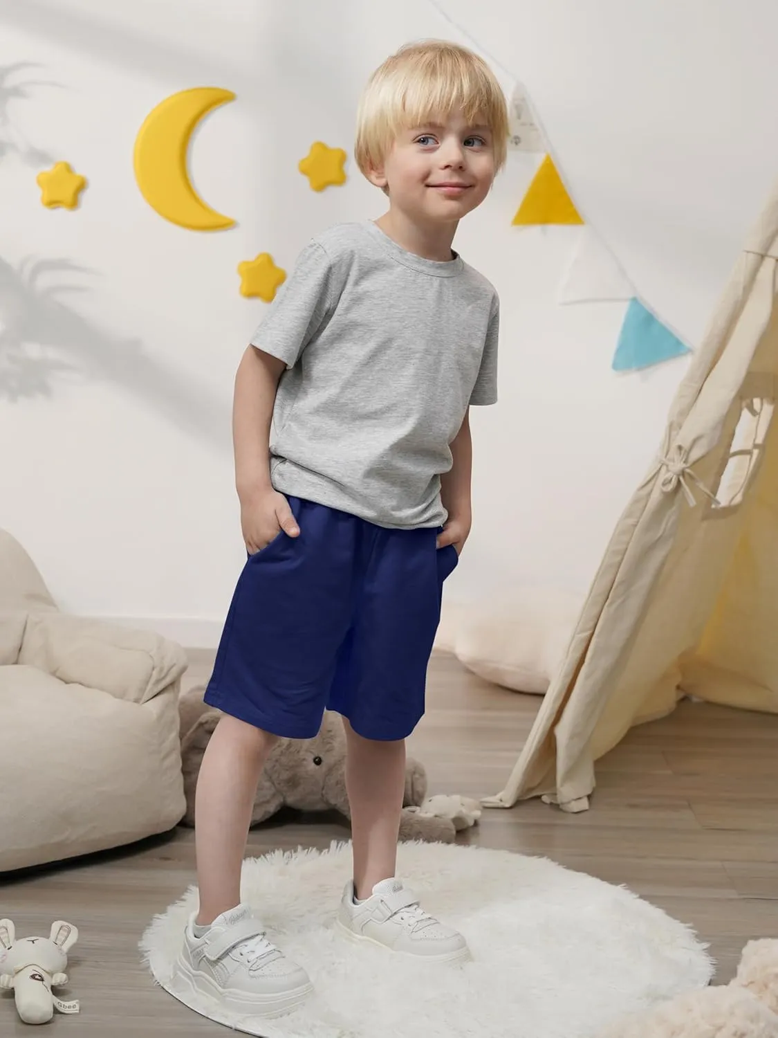 Resinta 3 Packs Toddler Baby Boys Shorts Soft Cotton with Drawstring Solid Toddler Boys Short for Summer