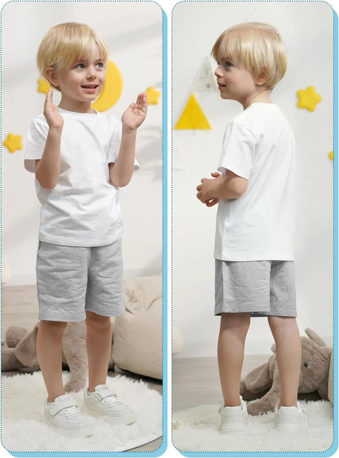 Resinta 3 Packs Toddler Baby Boys Shorts Soft Cotton with Drawstring Solid Toddler Boys Short for Summer