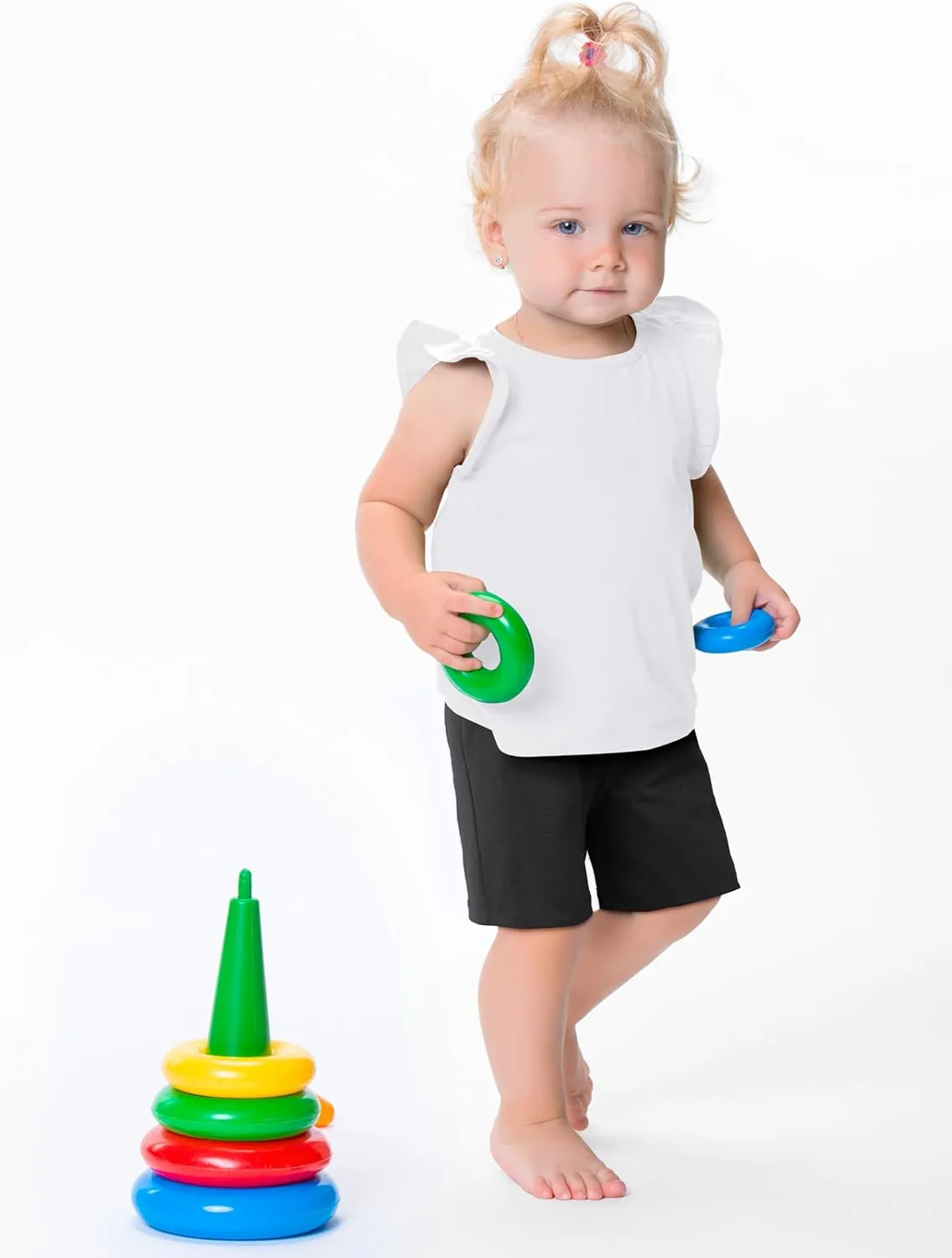 Resinta 4 Pack Baby and Toddler Girls' Knit Shorts Soft Cotton Shorts with Pocket and Drawstring