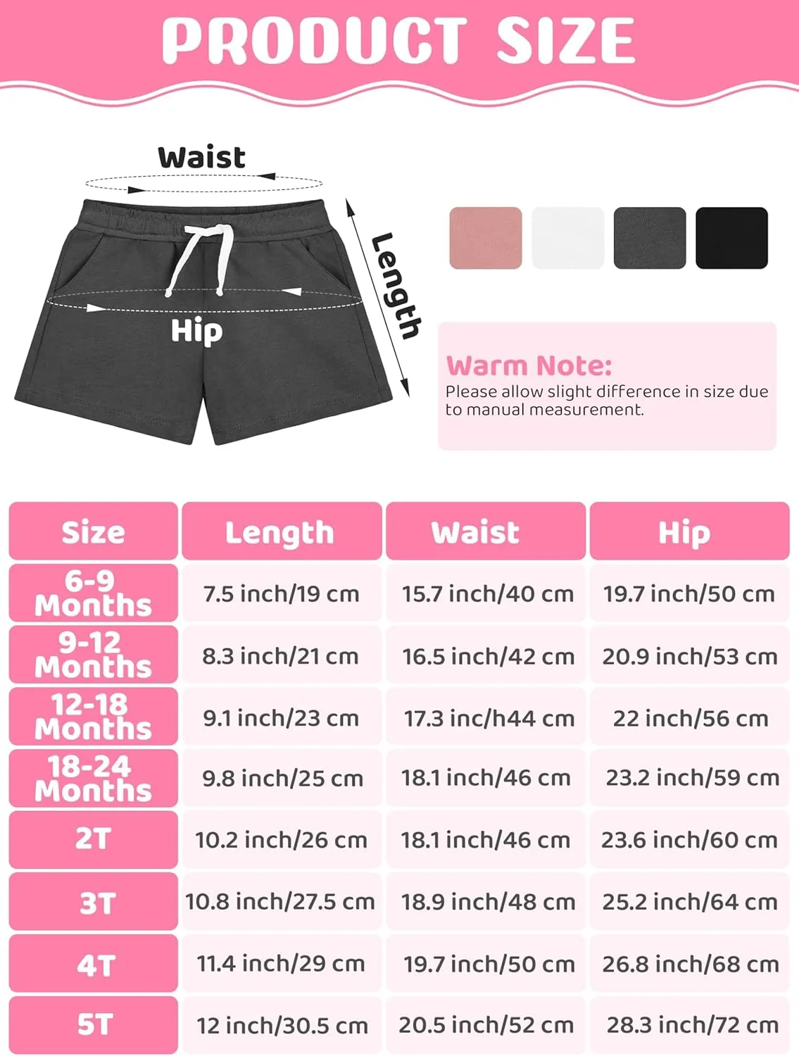 Resinta 4 Pack Baby and Toddler Girls' Knit Shorts Soft Cotton Shorts with Pocket and Drawstring