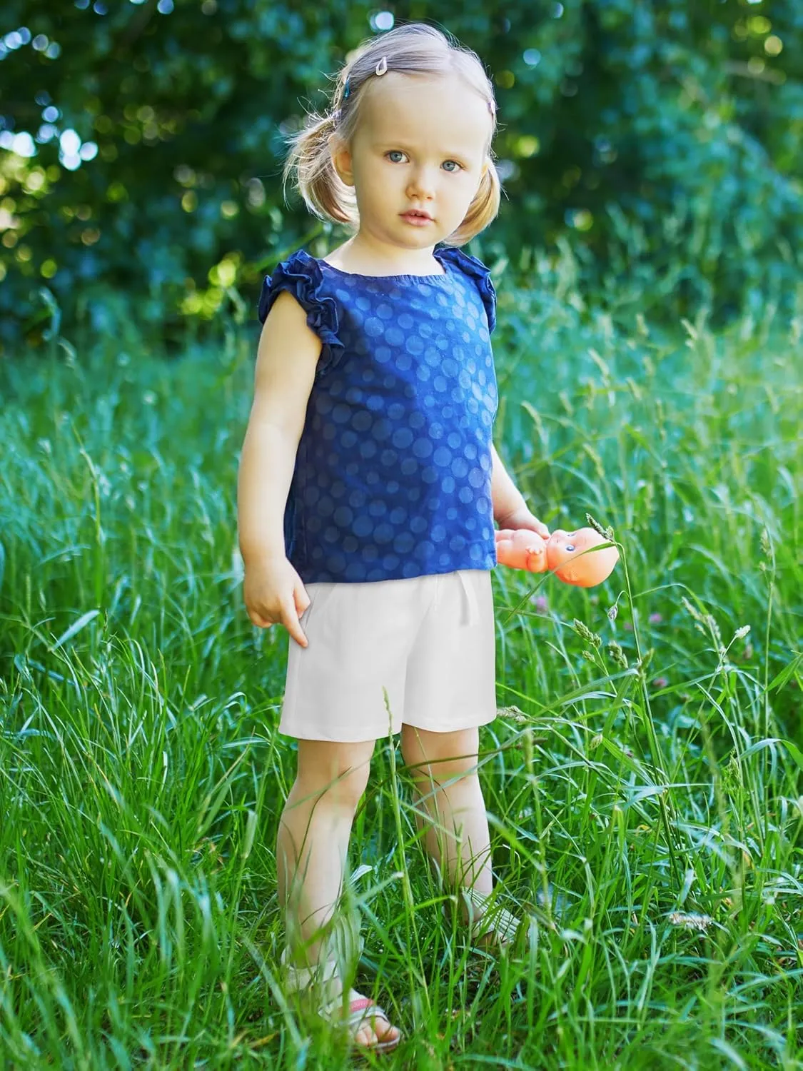 Resinta 4 Pack Baby and Toddler Girls' Knit Shorts Soft Cotton Shorts with Pocket and Drawstring