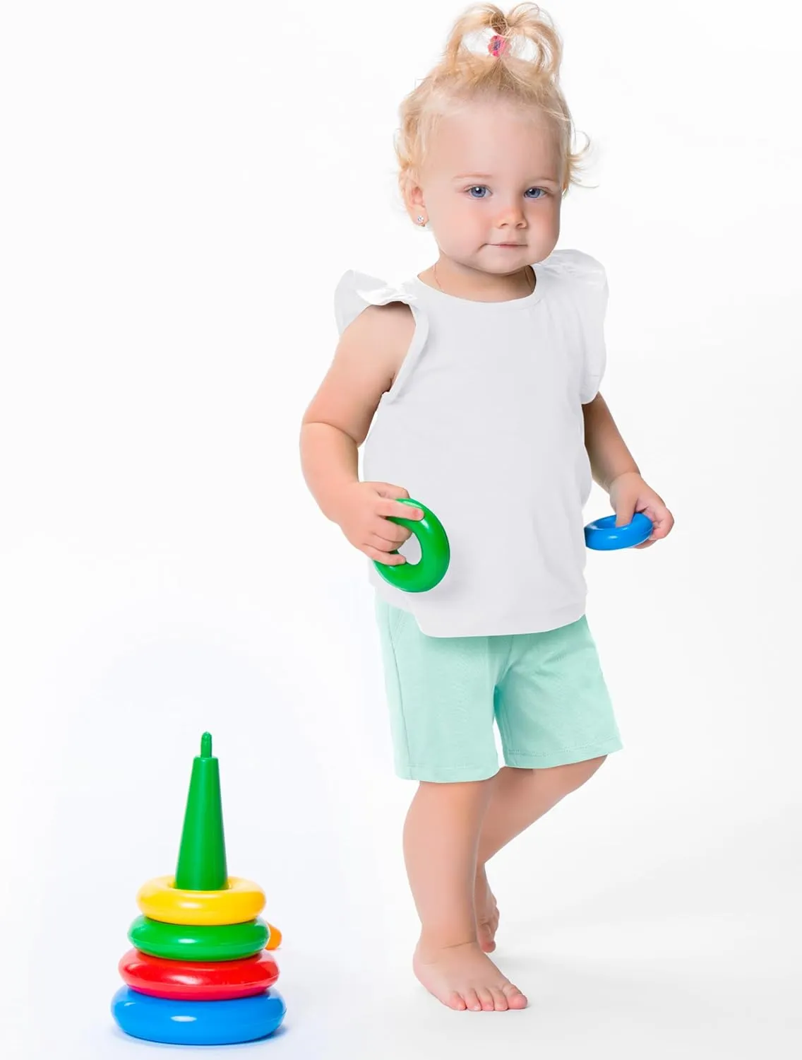 Resinta 4 Pack Baby and Toddler Girls' Knit Shorts Soft Cotton Shorts with Pocket and Drawstring