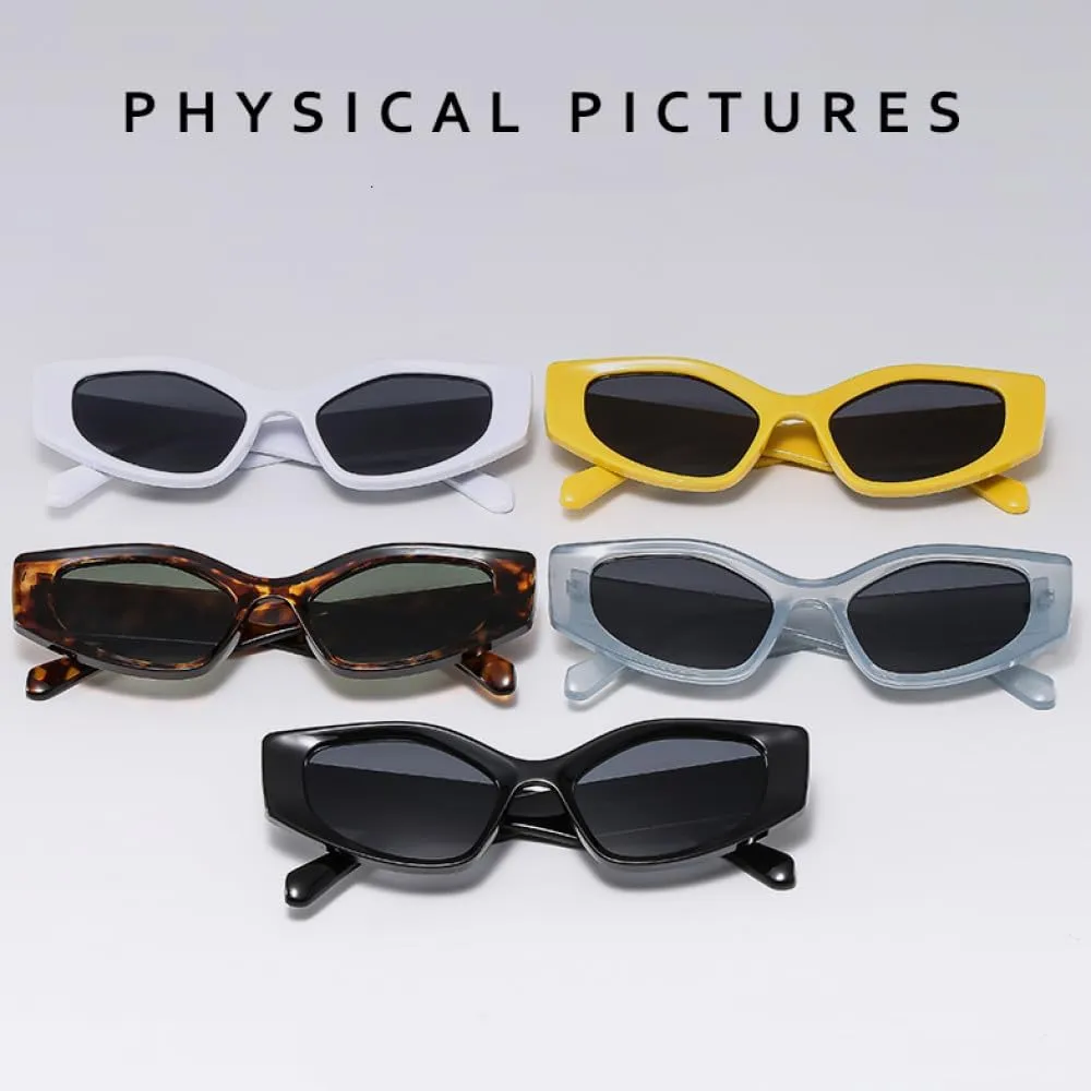 Retro Thick Frame Polygonal Sunglasses Women Vintage Punk Cat Eyes Fashion Sun Glasses UV400 Summer Shade Glasses