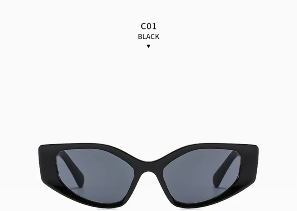 Retro Thick Frame Polygonal Sunglasses Women Vintage Punk Cat Eyes Fashion Sun Glasses UV400 Summer Shade Glasses