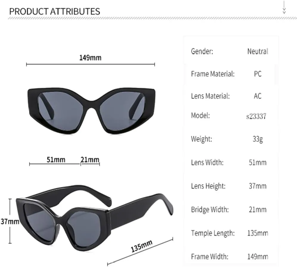 Retro Thick Frame Polygonal Sunglasses Women Vintage Punk Cat Eyes Fashion Sun Glasses UV400 Summer Shade Glasses