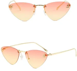 Rimless Cat Eye Sunglasses Women Vintage Ocean Lenses Shades Trendy Stylish Luxury Gradient Sun Glasses
