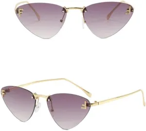 Rimless Cat Eye Sunglasses Women Vintage Ocean Lenses Shades Trendy Stylish Luxury Gradient Sun Glasses