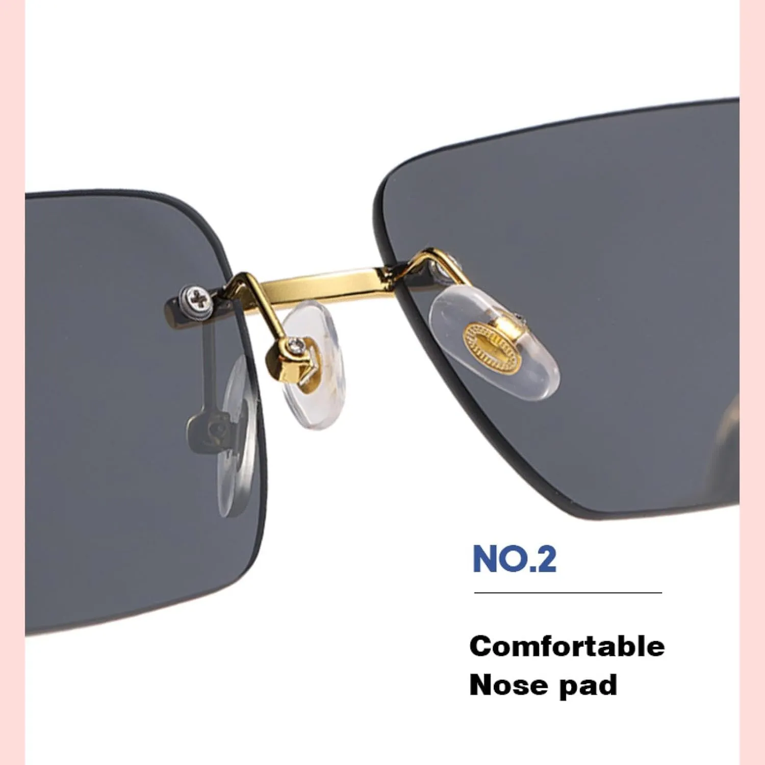 Small Rectangle Rimless Sunglasses Men Luxury Frameless Leopard Sun Glasses for Women Vintage Eyewear Shades