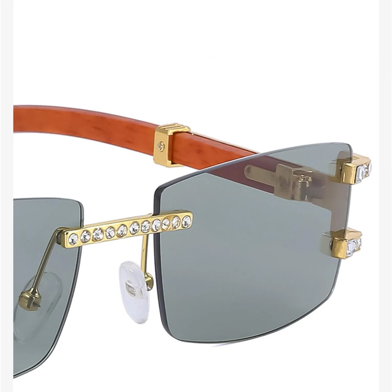 Small Rectangle Rimless Sunglasses Men Luxury Retro Glasses for Women Vintage Framless Eyeglasses Uv400