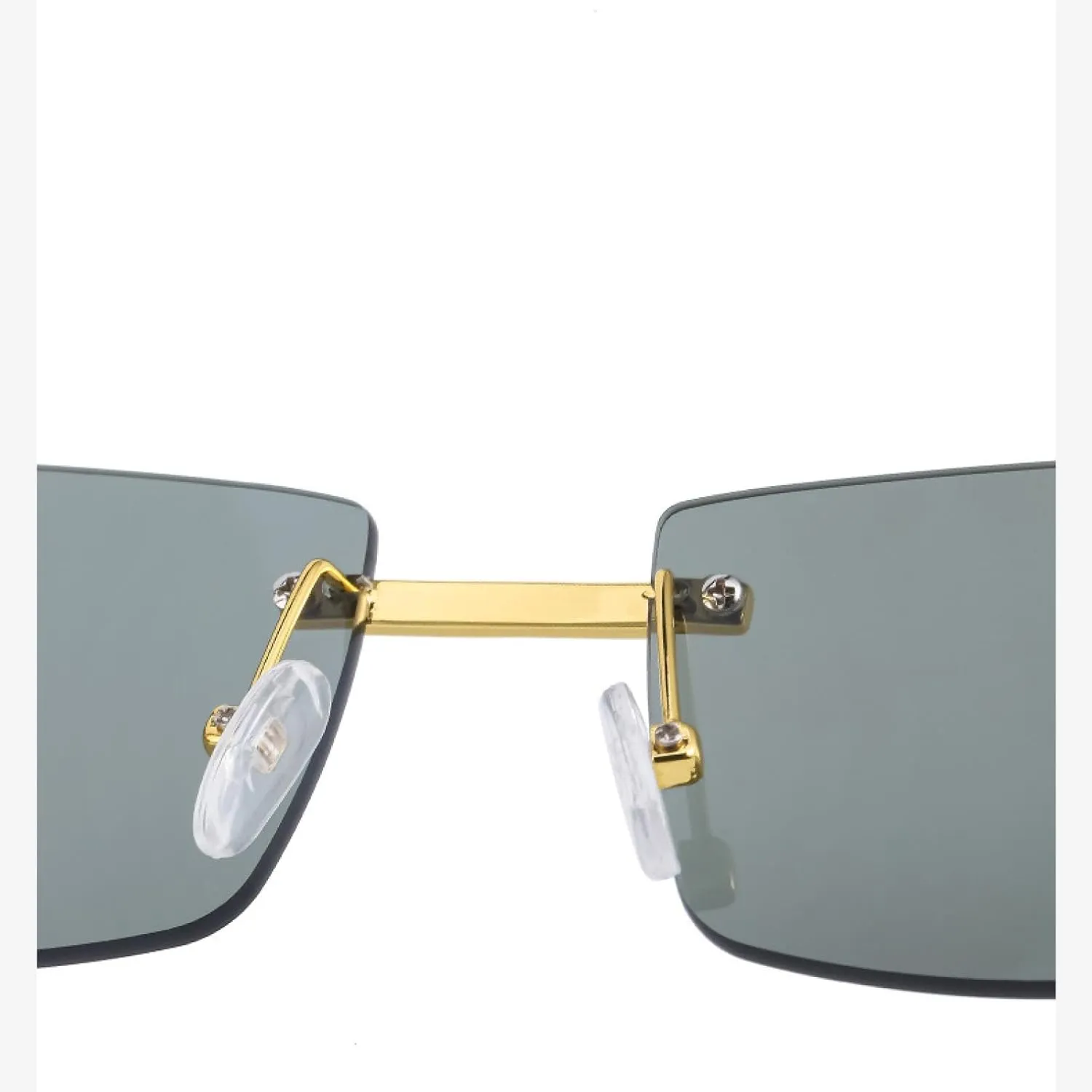 Small Rectangle Rimless Sunglasses Men Luxury Retro Glasses for Women Vintage Framless Eyeglasses Uv400