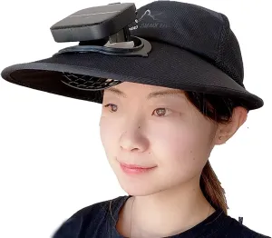 Solar Fan Hat Solar Powered Fan Hat Outdoor Sun HatLarge Brim Windproof Strap Solar or USB Charging Anti-uv Sun Protection Great Breathability Outdoor Fishing Camping Travel Cap