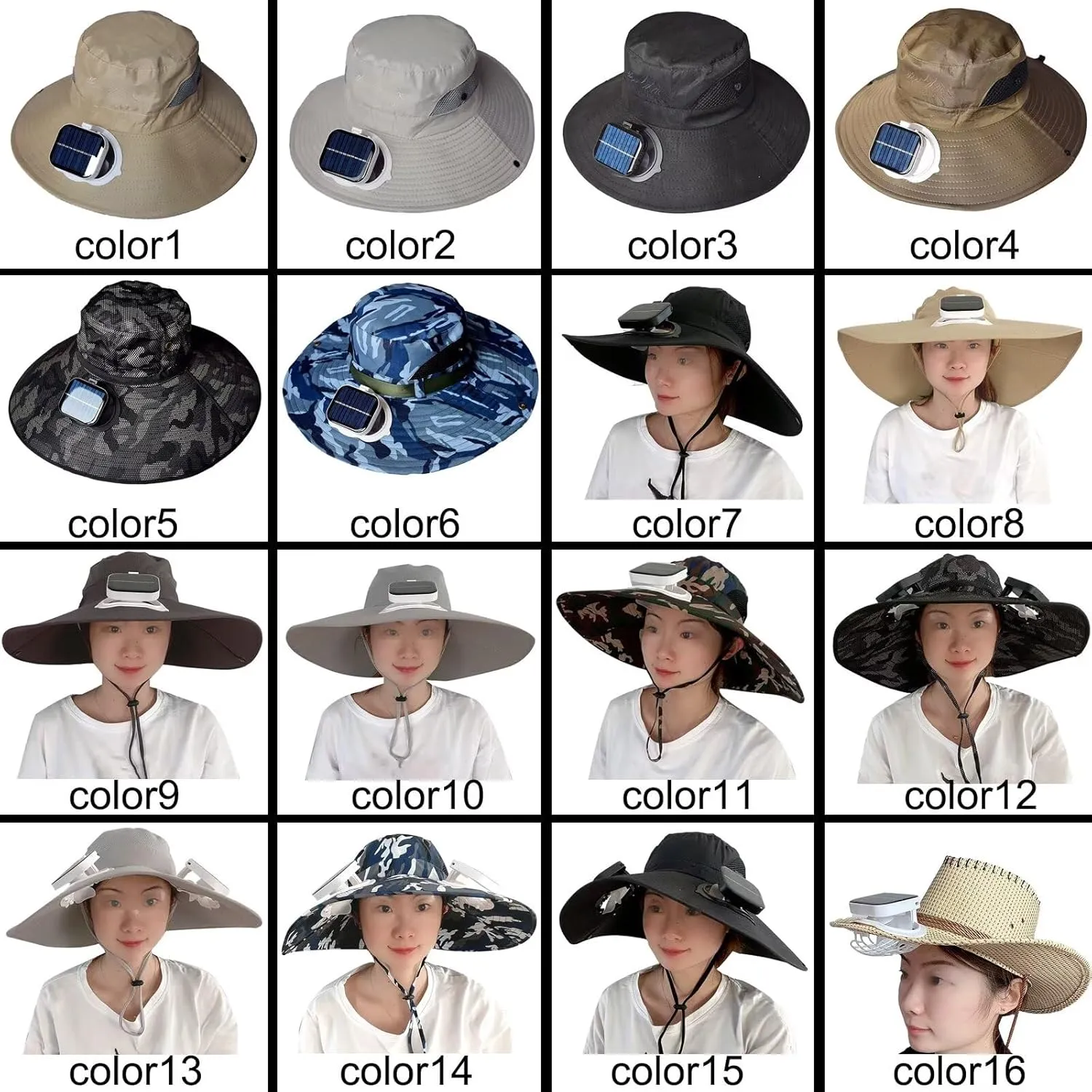 Solar Fan Hat Solar Powered Fan Hat Outdoor Sun HatLarge Brim Windproof Strap Solar or USB Charging Anti-uv Sun Protection Great Breathability Outdoor Fishing Camping Travel Cap