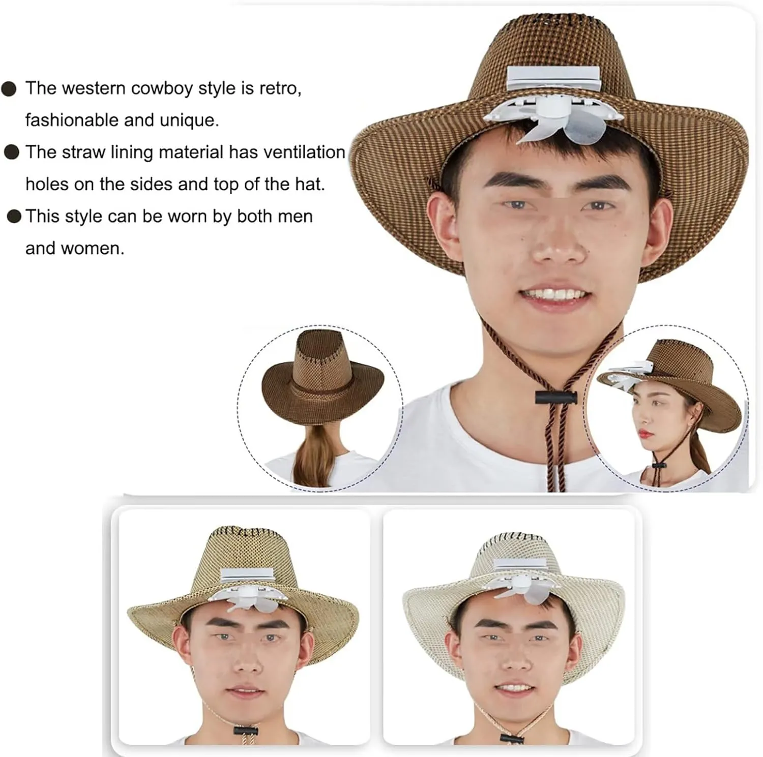 Solar Fan Hat Solar Powered Fan Hat Outdoor Sun HatLarge Brim Windproof Strap Solar or USB Charging Anti-uv Sun Protection Great Breathability Outdoor Fishing Camping Travel Cap