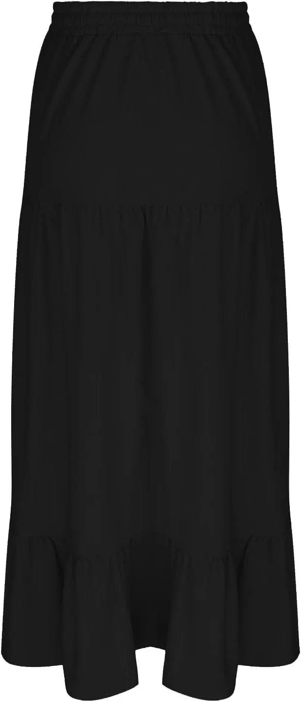 Spring Maxi Skirts for Women Trendy High Waisted Side Slit Pleated Skirt Casual Stretch Flowy Swing A Line Long Skirt